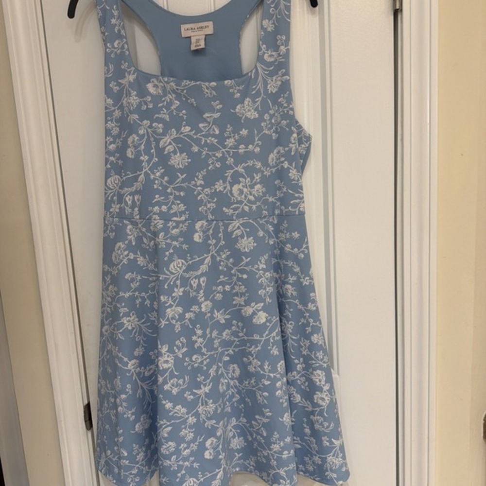 Laura Ashley Cottagecore Blue White Floral Sleeveless Tank Dress XL Women's 5197